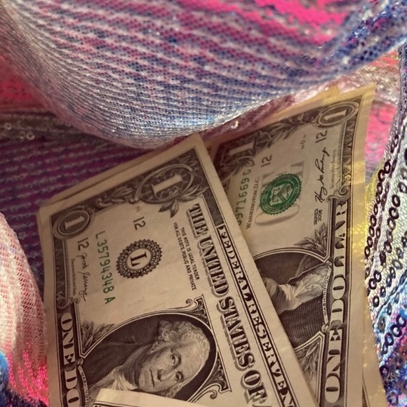 Sequin Stripper Money Bag Wristlet Rainbow Iridescent Bling Rave Dance wear Club - Picture 6 of 15